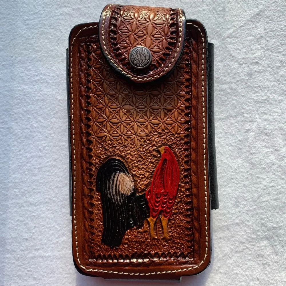 WESTERN LEATHER CELL PHONE CASE, FUNDA‎ VAQUERA DE CUERO COWBOY RODEO PHONE CASE